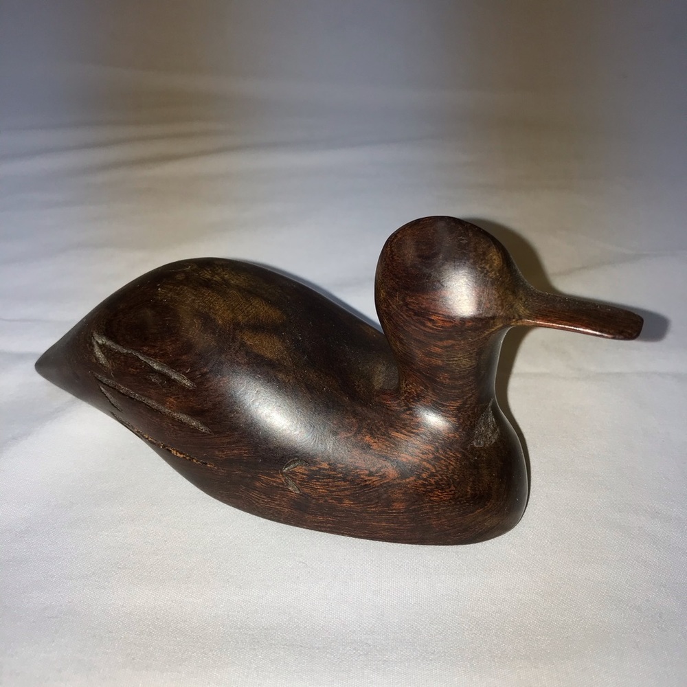Vintage Dark wood duck sculpture